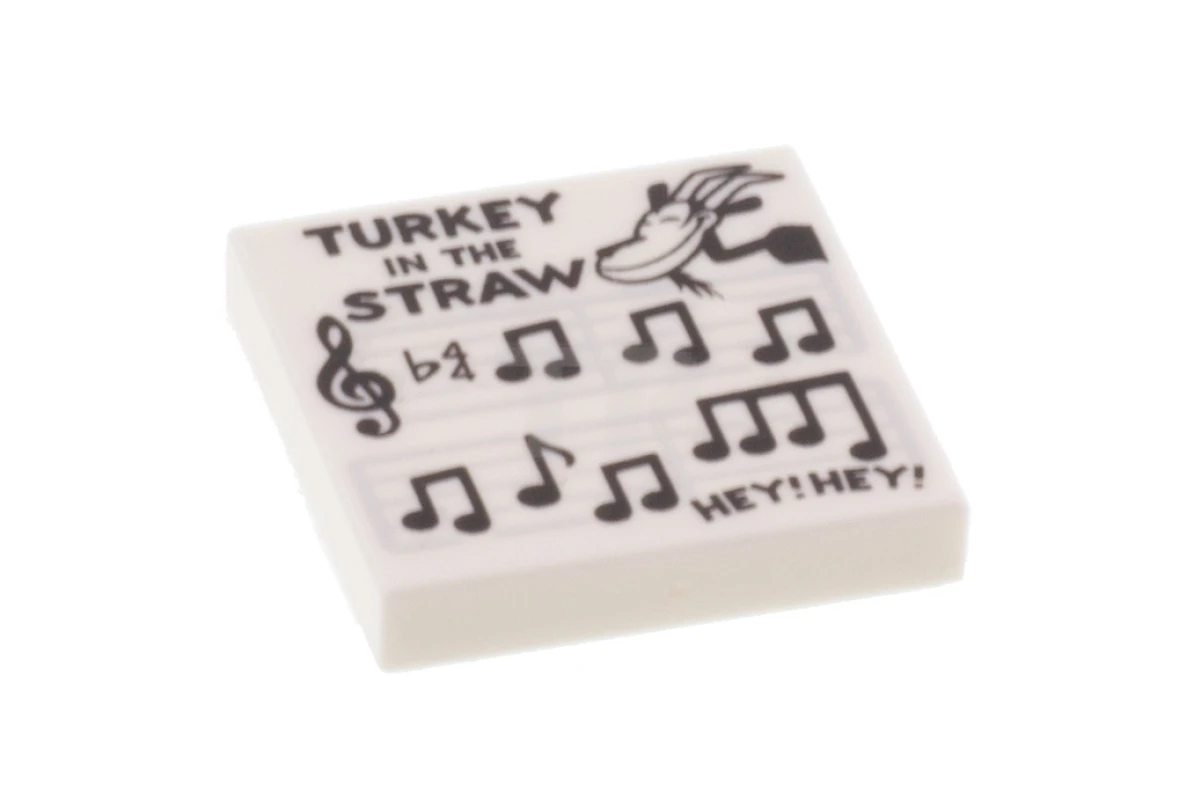 LEGO&reg; 6273668 - 3068pb1216 - Tile 2 x 2 with Groove with 'TURKEY IN THE STRAW' Sheet Music and Goat Pattern