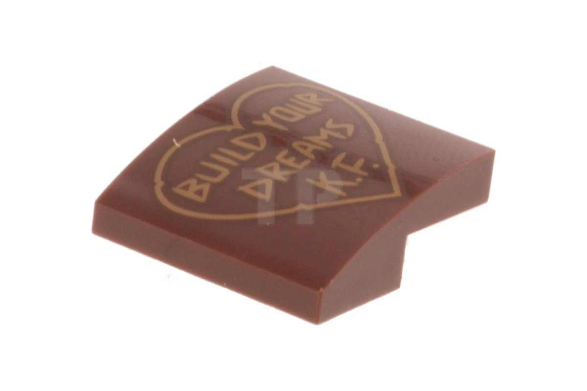 LEGO&reg; 15068pb194 - 6283550 - Slope 2 x 2 x 2/3 Curved with 'BUILD YOUR DREAMS K.F.' Pattern