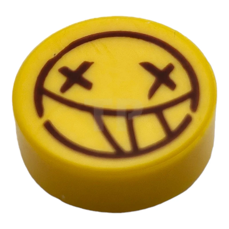 LEGO&reg; 6287775 - 98138pb112 - Tile 1 x 1 Round with Smilie Face and X Eyes Pattern