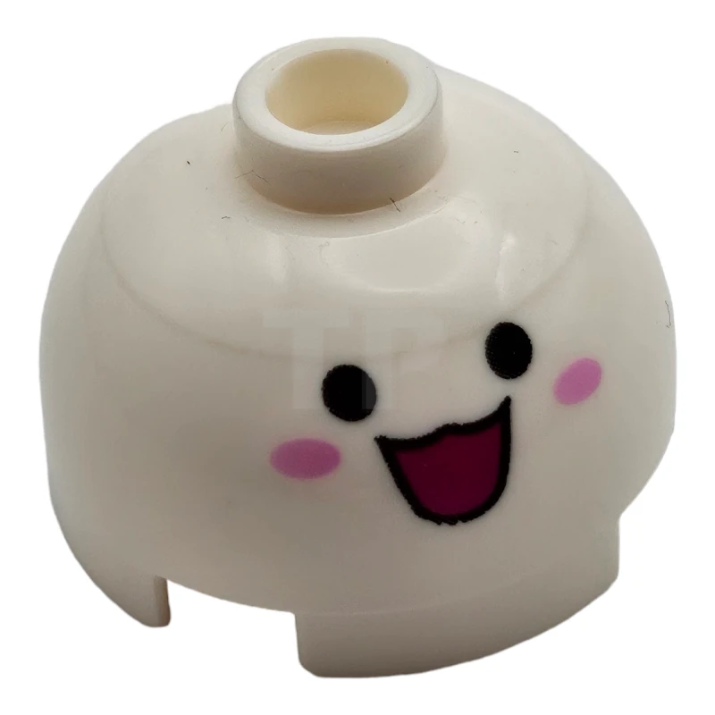 LEGO&reg; 553pb036 - 6284051 - Brick, Round 2 x 2 Dome Top with Open Mouth Smile, Eyes and Pink Cheeks Pattern