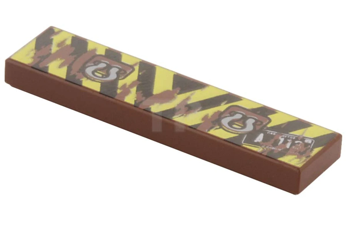 LEGO&reg; 4616707 - 2431pb159 - Tile 1 x 4 with Danger Stripes and Tow Rings Pattern