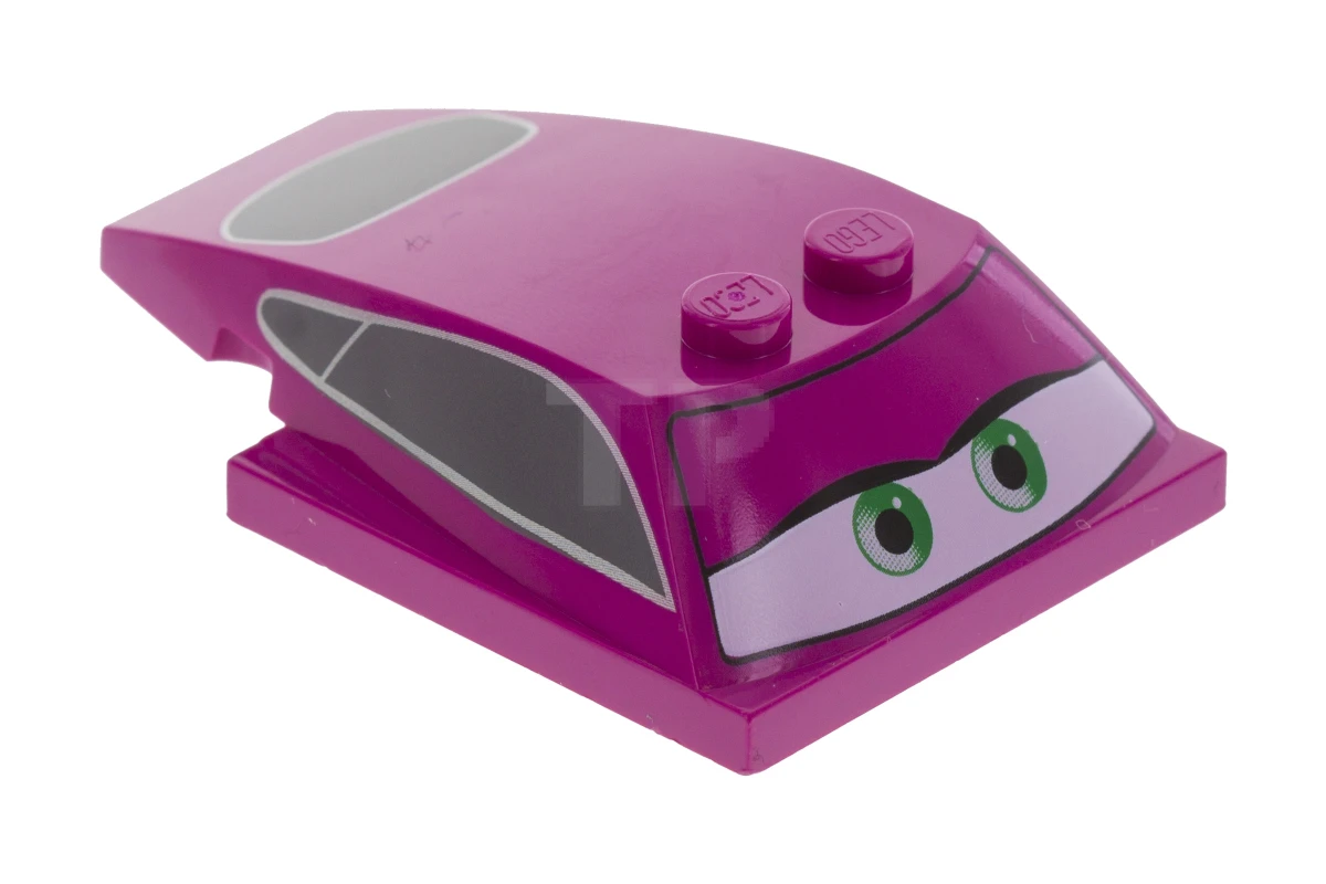 LEGO&reg; 4621177 - 93591pb02 - Wedge 6 x 4 x 1 1/3 with 4 x 4 Base with Green Eyes and Windows Pattern (Holley)