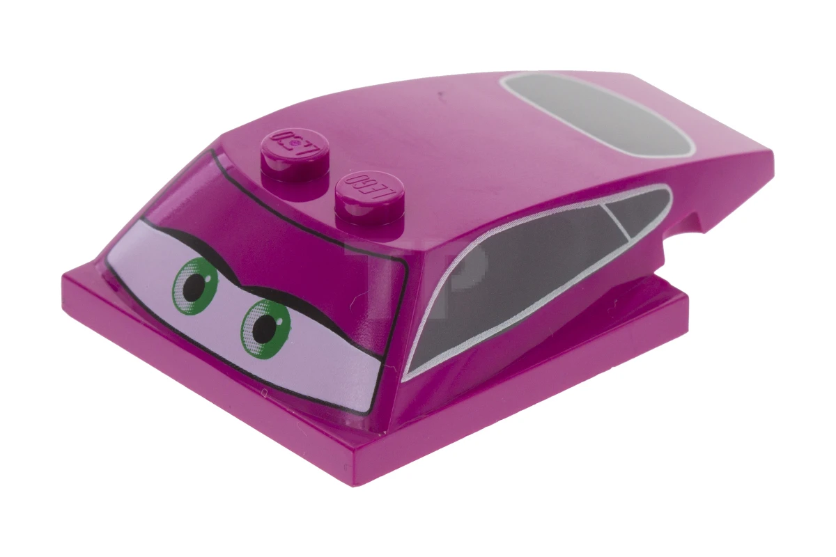 LEGO&reg; 4621177 - 93591pb02 - Wedge 6 x 4 x 1 1/3 with 4 x 4 Base with Green Eyes and Windows Pattern (Holley)