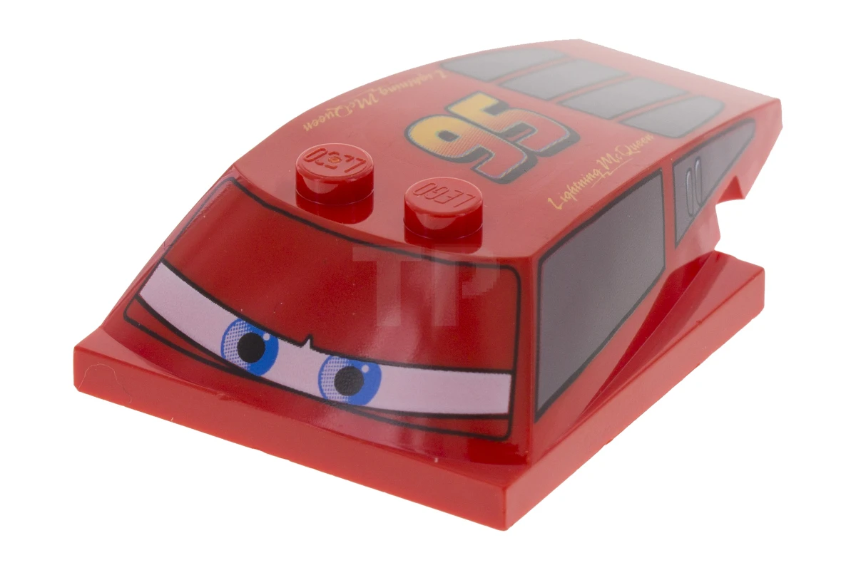 LEGO&reg; 4623276 - 93591pb07 - Wedge 6 x 4 x 1 1/3 with 4 x 4 Base with Blue Eyes on Narrow White Background, Windows and '95' Pattern