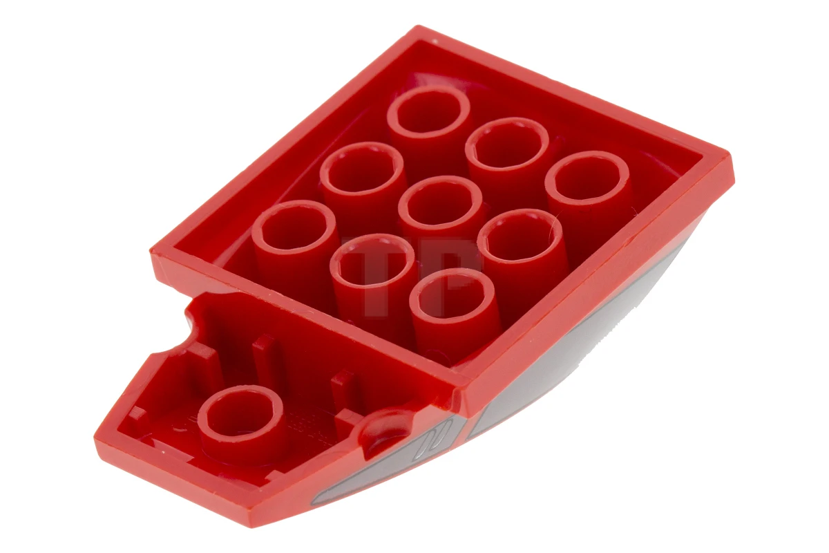 LEGO&reg; 4623276 - 93591pb07 - Wedge 6 x 4 x 1 1/3 with 4 x 4 Base with Blue Eyes on Narrow White Background, Windows and '95' Pattern