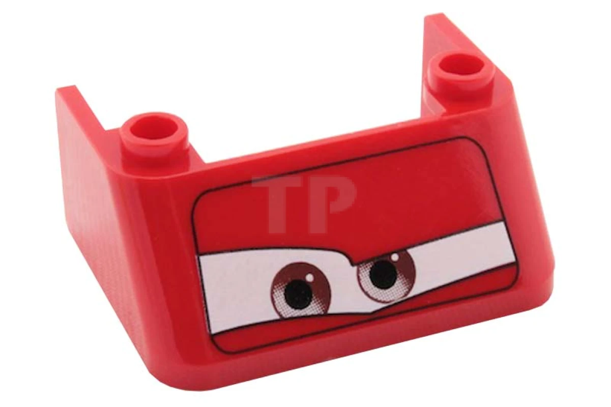 LEGO&reg; 4629827 - 2437pb02 - Parabrezza 3 x 4 x 1 1/3 con 2 borchie in alto con occhi marroni su sfondo bianco Modello 1