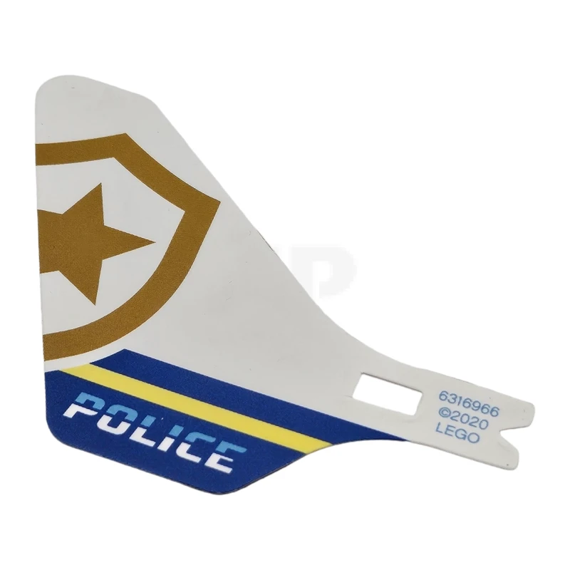 LEGO&reg; 69608 - 6316966 - Plastic Tail for Flying Helicopter with 'POLICE' and Partial Police Gold Star Badge Pattern on Both Sides