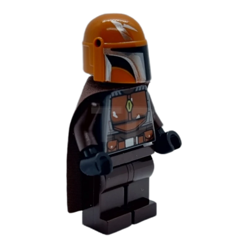 LEGO&reg; sw1079 Mandalorian Tribe Warrior - Male, Dark Brown Cape, Dark Orange Helmet