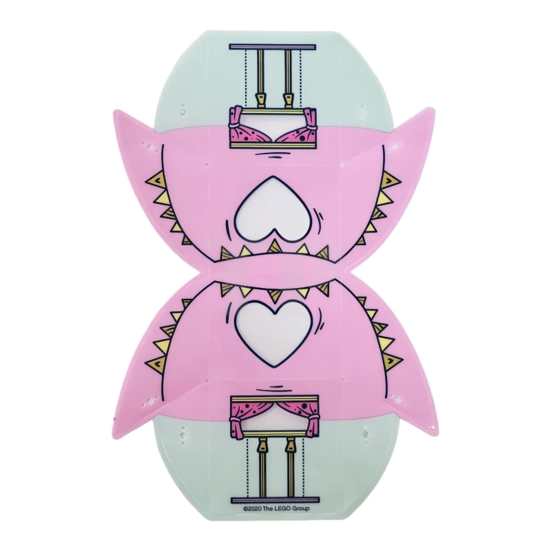 LEGO&reg; 6291036 - 66864 - Plastic Tent with Bright Pink Top and Light Aqua Bottom with Banner, Windows, Zippers, and Heart Pattern