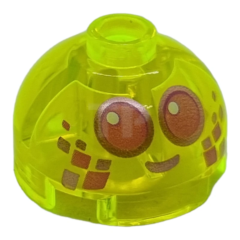 LEGO&reg; 6294894 - 553pb038 - Brick, Round 2 x 2 Dome Top with Dark Pink Eyes with Metallic Pink Outlines and Mouth Pattern