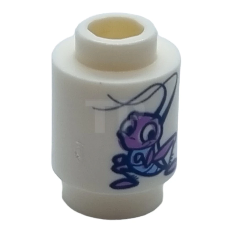 LEGO&reg; 6288327 - 3062pb062 - Brick 1 x 1 Round with Lavender Cricket Pattern (Cri-Kee), Open Stud