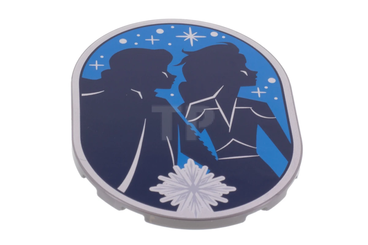 LEGO&reg; 6288515 - 65474pb02 - Carreau, rond 6 x 8 ovale avec motif Elsa et Anna de Frozen.