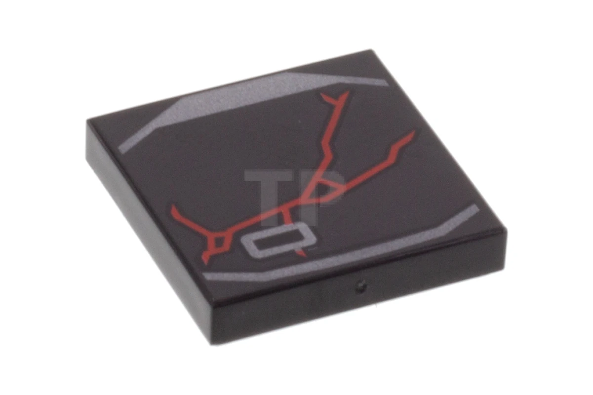 LEGO&reg; 6285514 - 3068pb1276 - Tile 2 x 2 with Groove with Red Scratches and Silver Lines Pattern (BrickHeadz Kylo Ren Mask Front)