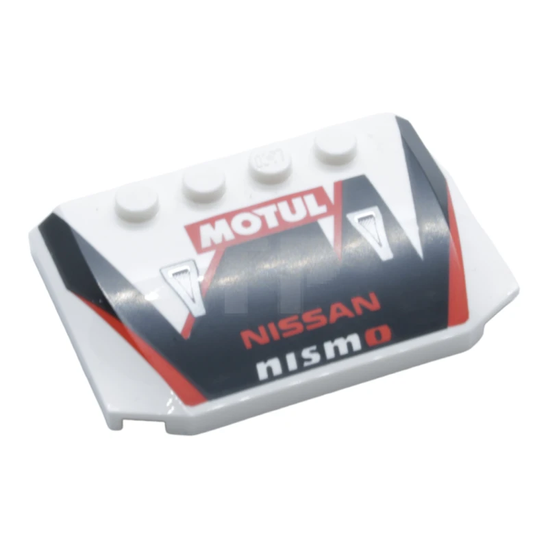 LEGO&reg; 6292282 - 52031pb138 - Wedge 4 x 6 x 2/3 Triple Curved with 'MOTUL' and 'NISSAN nismo' on Black and Red Car Bonnet Pattern