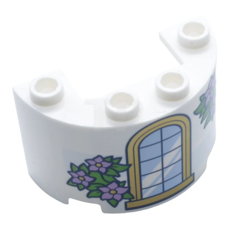 LEGO&reg; 6289292 - 24593pb06 - Cylinder Half 2 x 4 x 2 with 1 x 2 Cutout with Window and Leaves Pattern