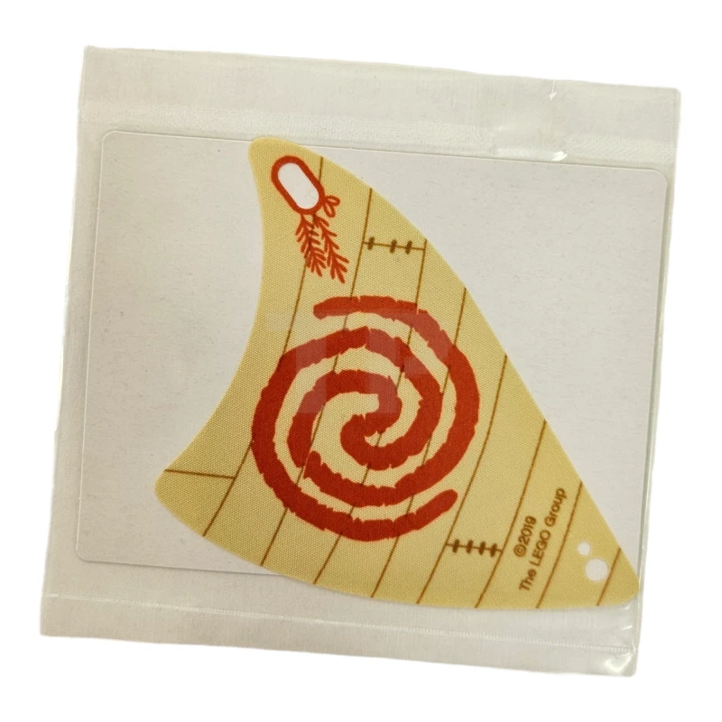 LEGO&reg; 67172 - 6294851 - Tan Cloth Sail Triangular with Red Spiral Swirl Pattern, 2 Holes, Small (Moana)