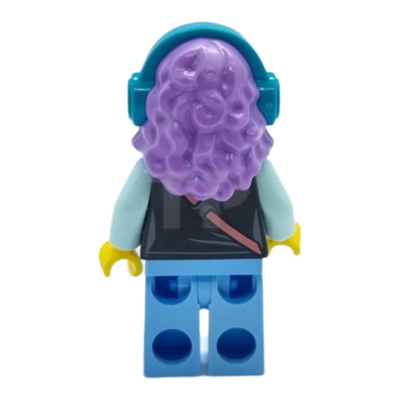 LEGO&reg; hs049 Parker L. Jackson - Black Top with Headphones (Open Mouth Smile / Scared)