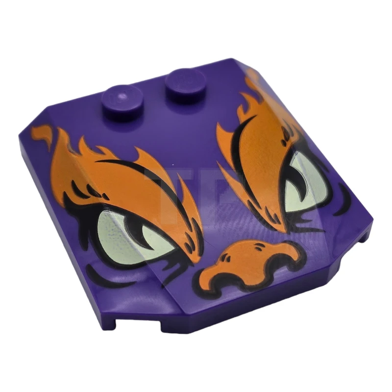 LEGO&reg; 6288273 - 45677pb121 - Plate 4 x 4 x 2/3 Triple Curved with Flames and Eyes Pattern