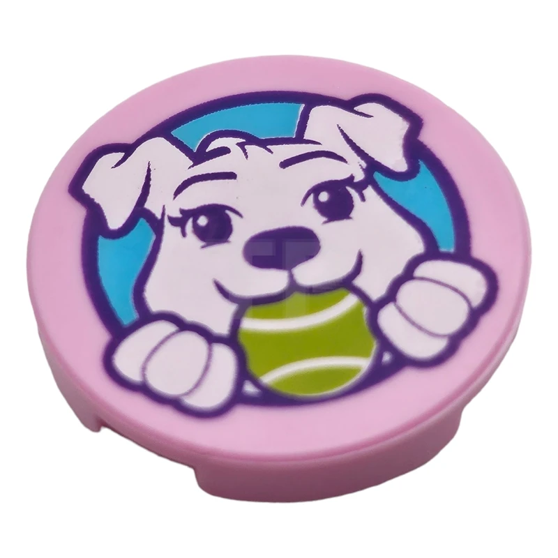 LEGO&reg; 6288208 - 14769pb308 - Tile 2 x 2 Round with Bottom O and Puppy Dog Pattern