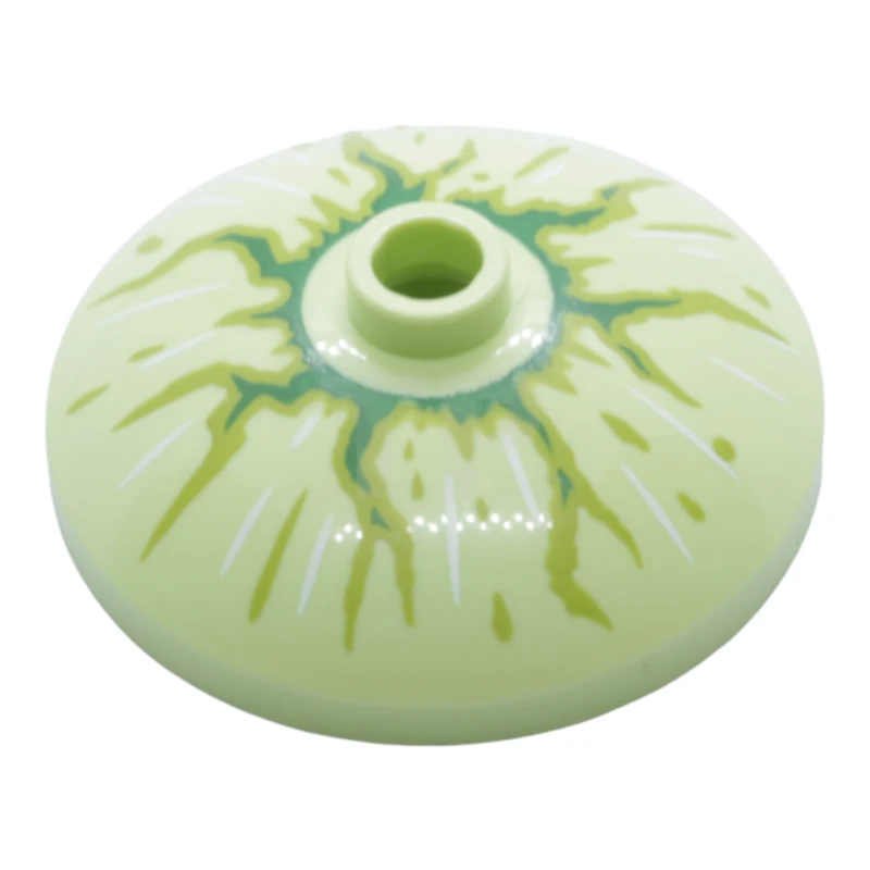 LEGO&reg; 6289307 - 43898pb008 - Dish 3 x 3 Inverted (Radar) with Cracks Dark Green and Lime Pattern