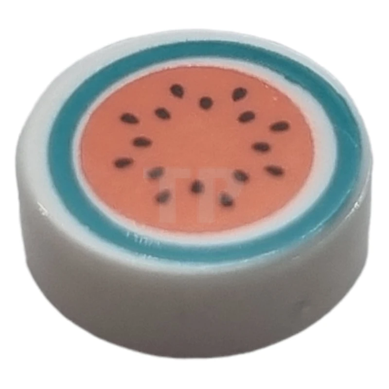 LEGO&reg; 6299968 - 98138pb126 - Carreau 1 x 1 rond avec motif de pastèque.