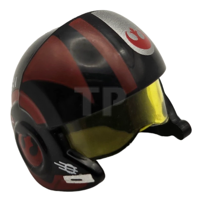 LEGO&reg; 6289513 - 21566c01pb01 - Minifigure, Headgear Helmet SW Rebel Pilot Raised Front and Microphone with Trans-Yellow Visor with Red and White Stripes and Rebel Logo Pattern