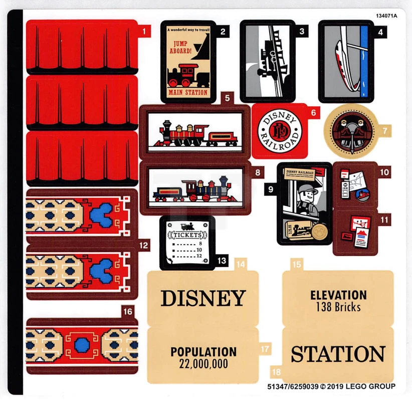 LEGO&reg; 6259039 - Sticker for Set 71044 - Sheet 1 