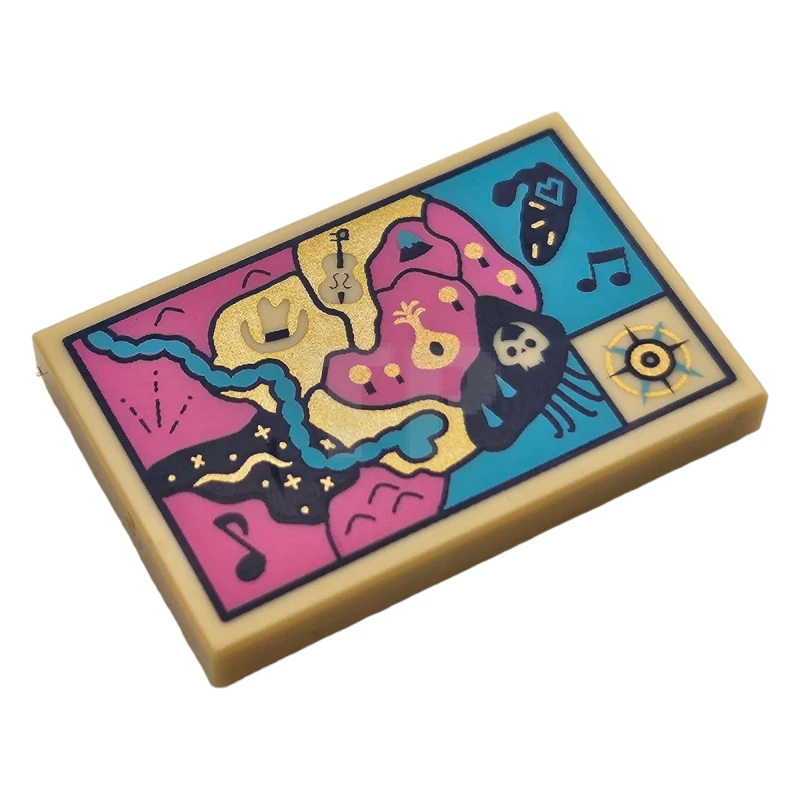 LEGO&reg; 6294264 - 26603pb073 - Baldosa 2 x 3 con diseño del Mapa de la Gira Mundial de los Trolls