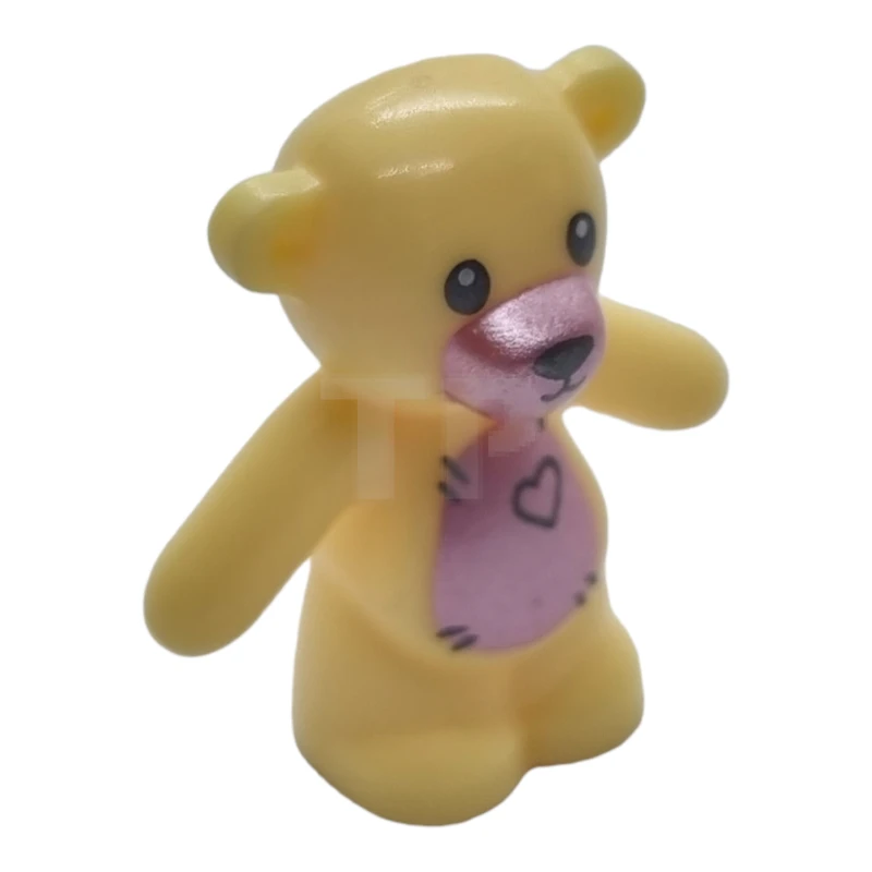 LEGO&reg; 6294529 - 98382pb010 - Teddy Bear with Black Eyes, Metal Pink Muzzle and Belly, Black Stitches and Heart Pattern