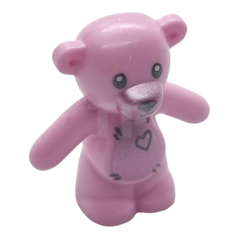 LEGO&reg; 6294530 - 98382pb010 - Teddy Bear with Black Eyes, Metal Pink Muzzle and Belly, Black Stitches and Heart Pattern