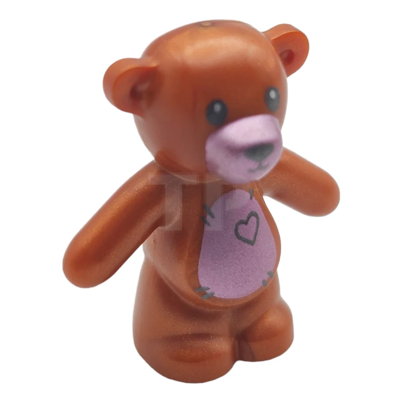 LEGO&reg; 6294528 - 98382pb010 - Teddy Bear with Black Eyes, Metal Pink Muzzle and Belly, Black Stitches and Heart Pattern
