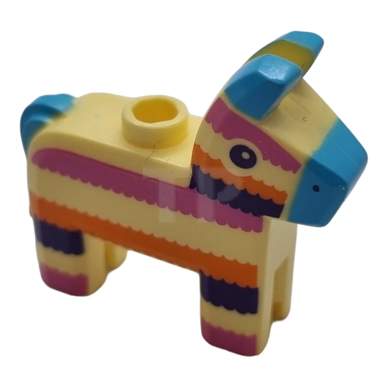 LEGO&reg; 66971pb01 - 6303396 - Minifigure, Piñata Horse with Medium Azure Ears, Nose and Tail, Dark Pink, Orange and Dark Purple Stripes Pattern