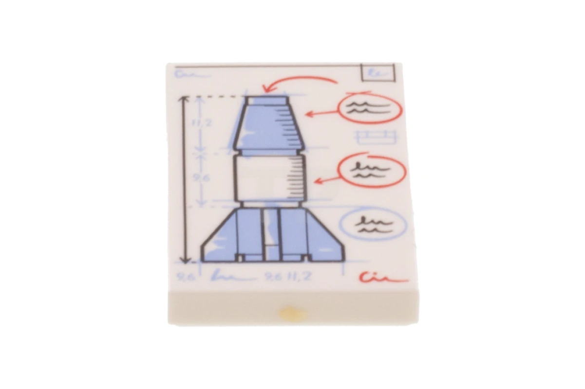 LEGO&reg; 6303476 - 26603pb076 - Tile 2 x 3 with Rocket Blueprint Pattern