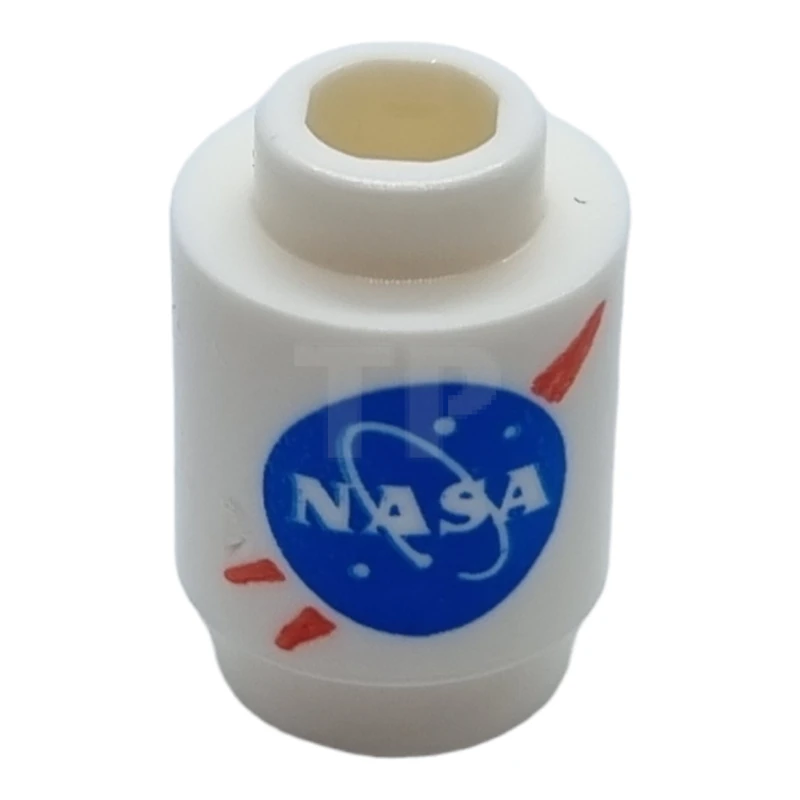 LEGO&reg; 6303509 - 3062pb063 - Brick 1 x 1 Round with 'NASA' Pattern, Open Stud