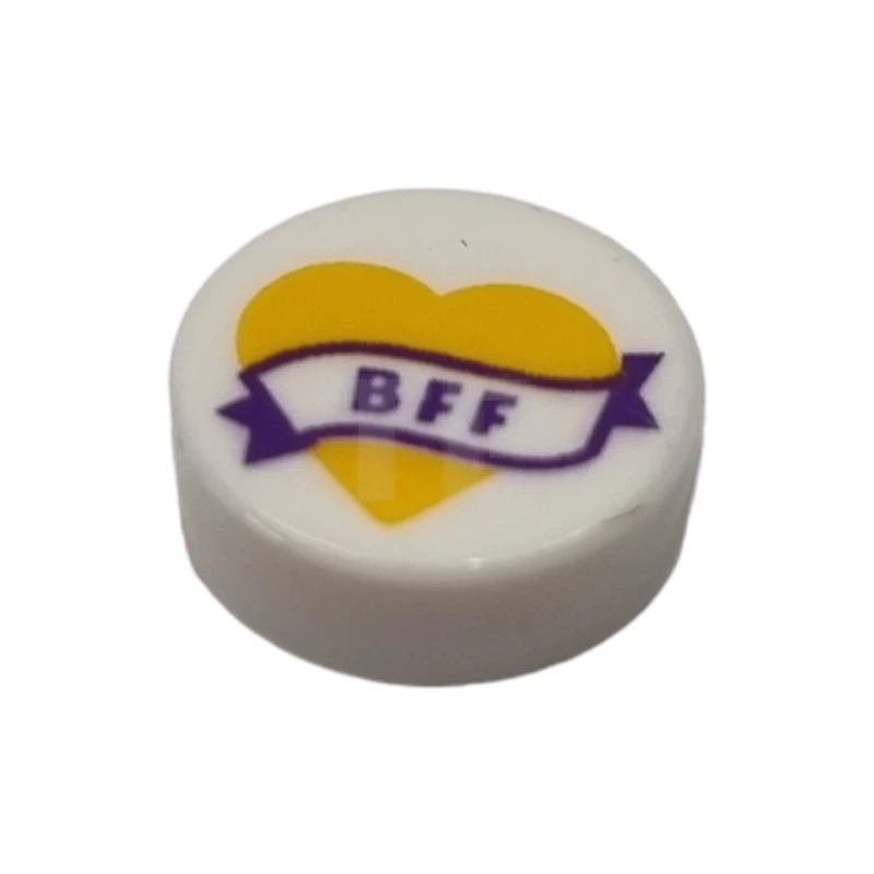 LEGO&reg; 6309192 - 98138pb148 - Tile 1 x 1 Round with 'BFF' Pattern