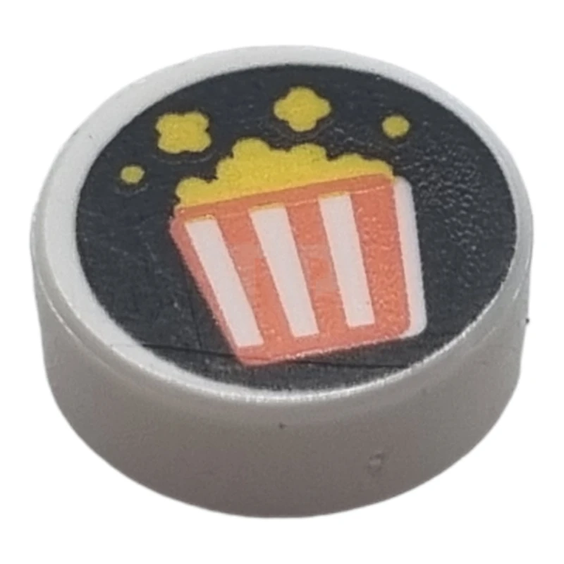 LEGO&reg; 6309191 - 98138pb152 - Carreau 1 x 1 rond avec motif de seau à pop-corn.