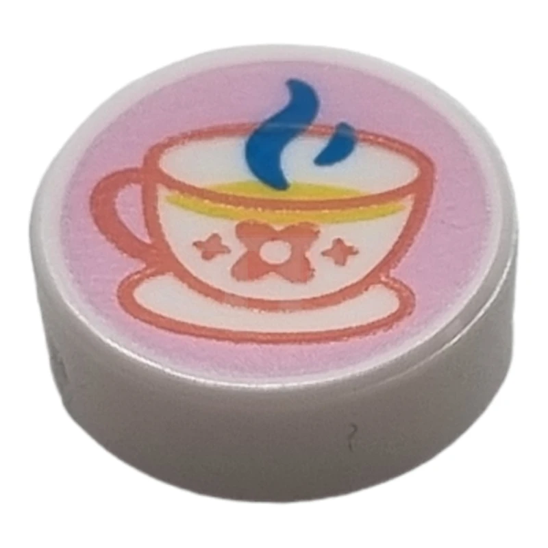 LEGO&reg; 6309191 - 98138pb165 - Carreau 1 x 1 rond avec motif de tasse de thé.