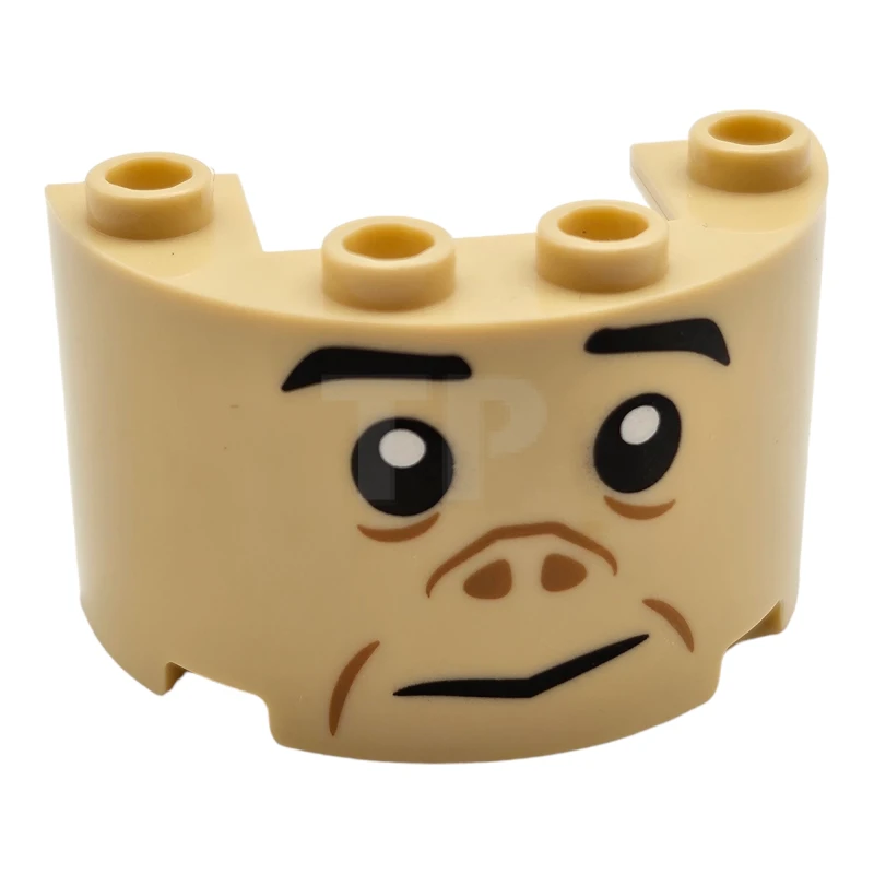 LEGO&reg; 24593pb07 - 6299951 - Cylinder Half 2 x 4 x 2 with 1 x 2 Cutout with Face Pattern (Grawp)