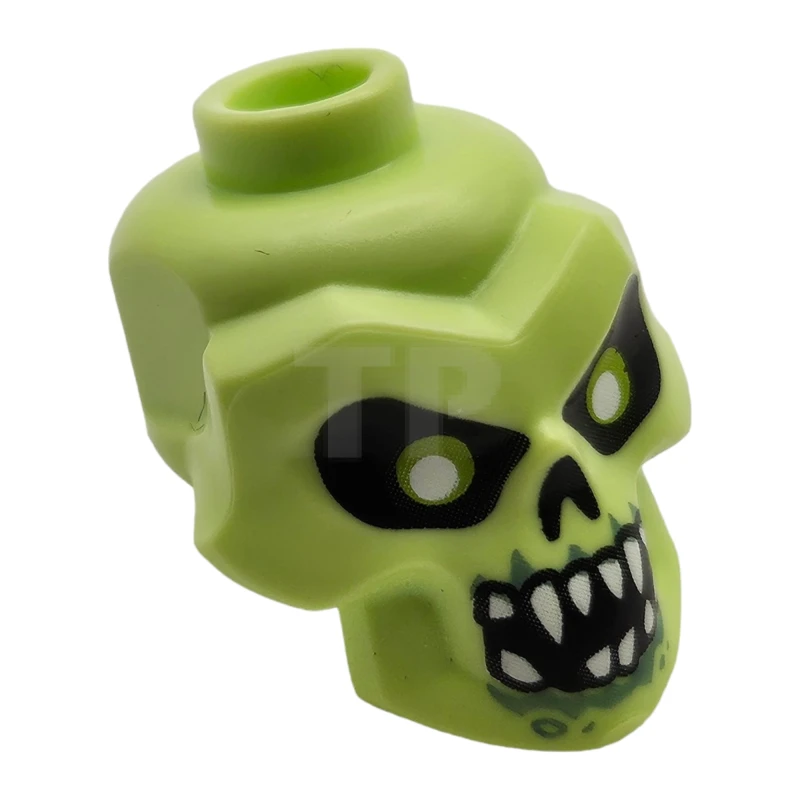 LEGO&reg; 6290493 - 43693pb05 - Minifigure, Head Modified Skull with Black Eyes, Nose, Mouth, White Pupils, Teeth and Sand Green Around Mouth Pattern