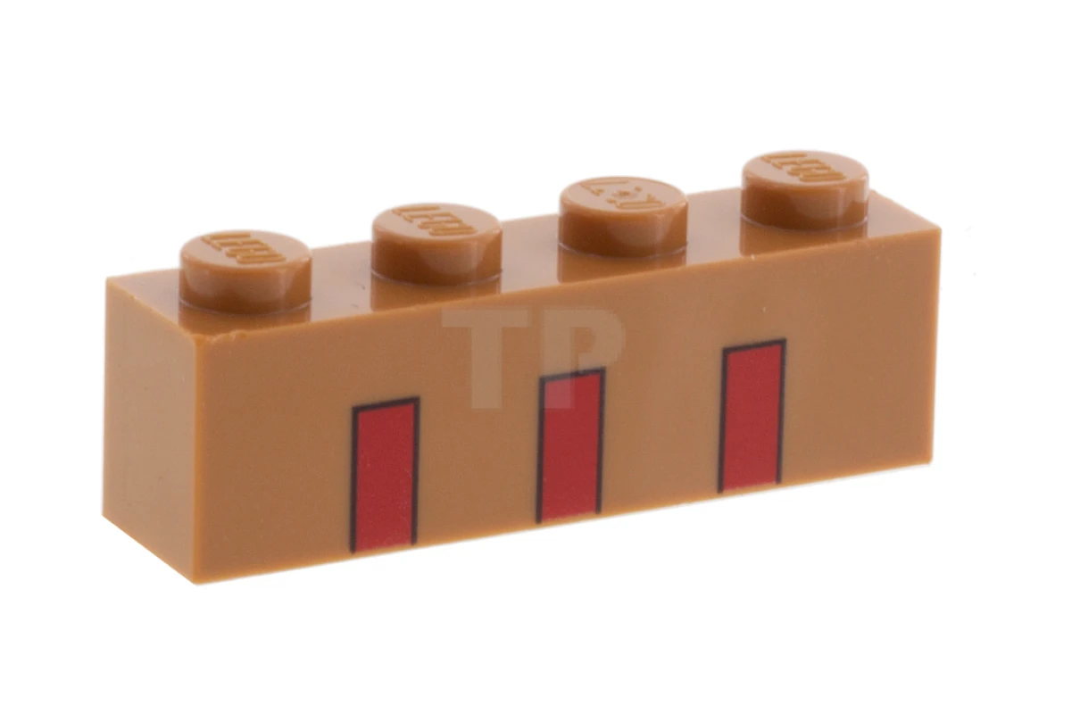 LEGO&reg; 6296810 - 3010pb290 - Stein 1 x 4 mit drei partiellen roten Streifenmustern