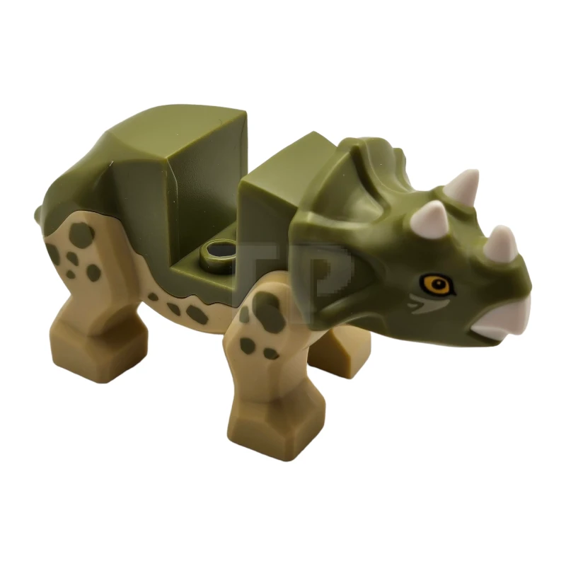 LEGO&reg; 6302162 - bb1151c01pb01 - Dinosaur, Triceratops Baby with Olive Green Top with White Horns and Beak Pattern