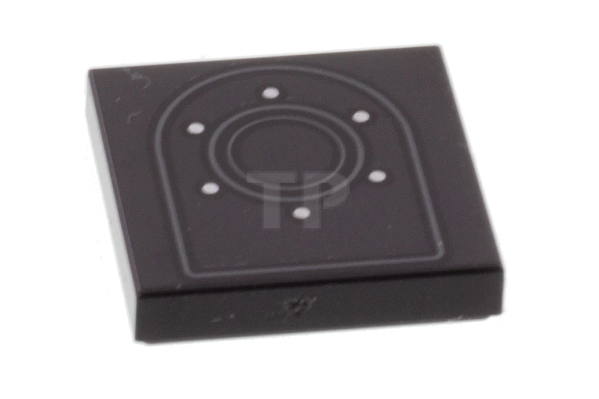 LEGO&reg; 6278879 - 3068pb1281 - Tile 2 x 2 with Groove with Arch Outline, Two Circles and Six Rivets Pattern