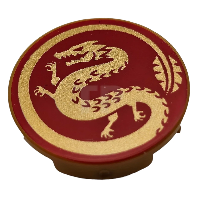 LEGO&reg; 6287963 - 14769pb319 - Tile 2 x 2 Round with Bottom O and Dragon Pattern