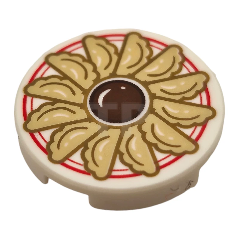 LEGO&reg; 6257964 - 14769pb252 - Tile 2 x 2 Round with Bottom O and Food Pattern