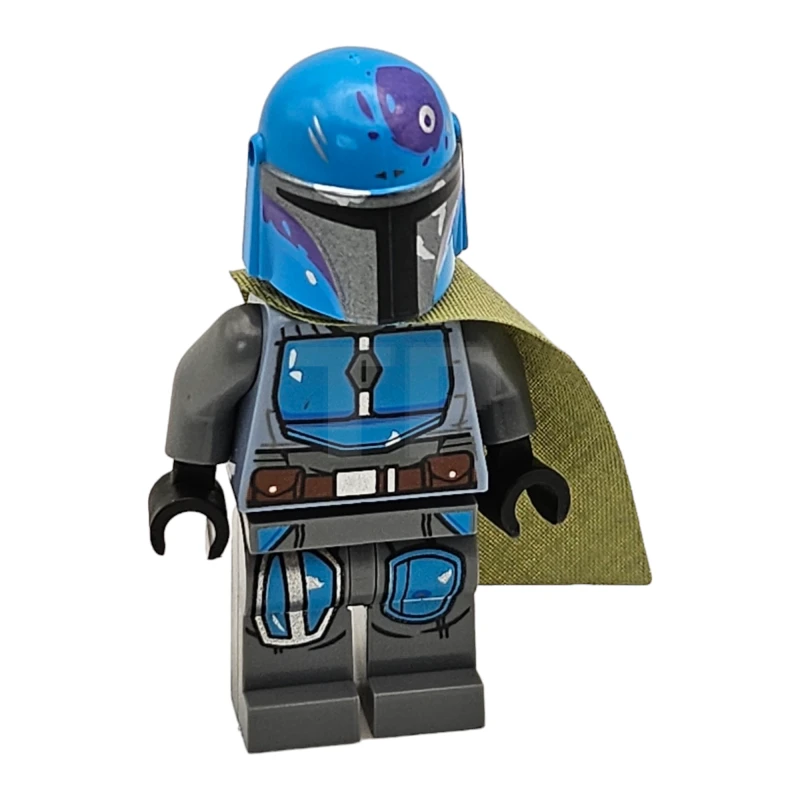 LEGO&reg; sw1080 Mandalorian Tribe Warrior - Male, Olive Green Cape, Dark Azure Helmet