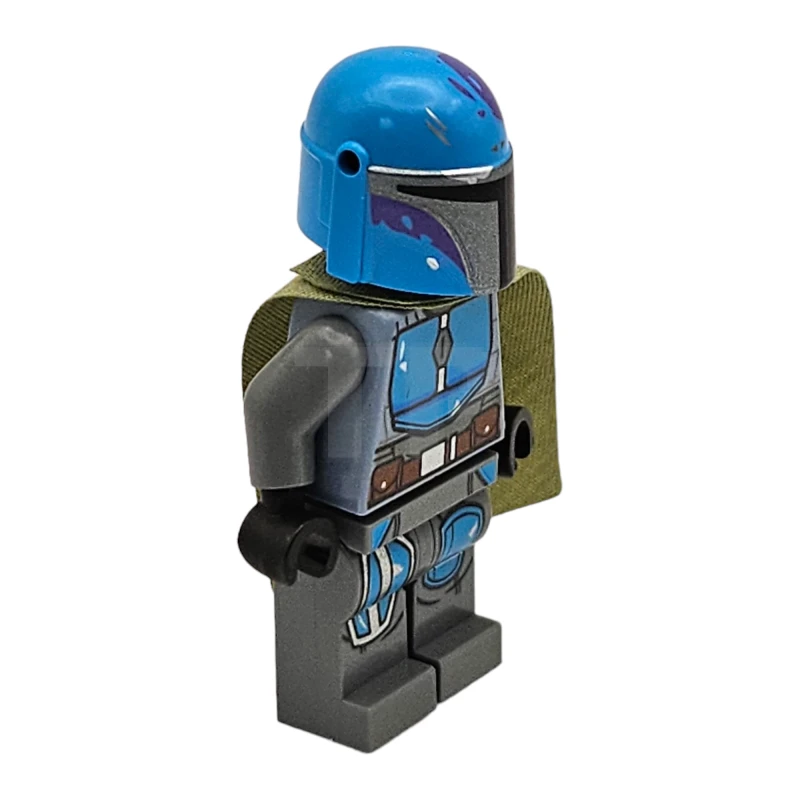LEGO&reg; sw1080 Mandalorian Tribe Warrior - Male, Olive Green Cape, Dark Azure Helmet