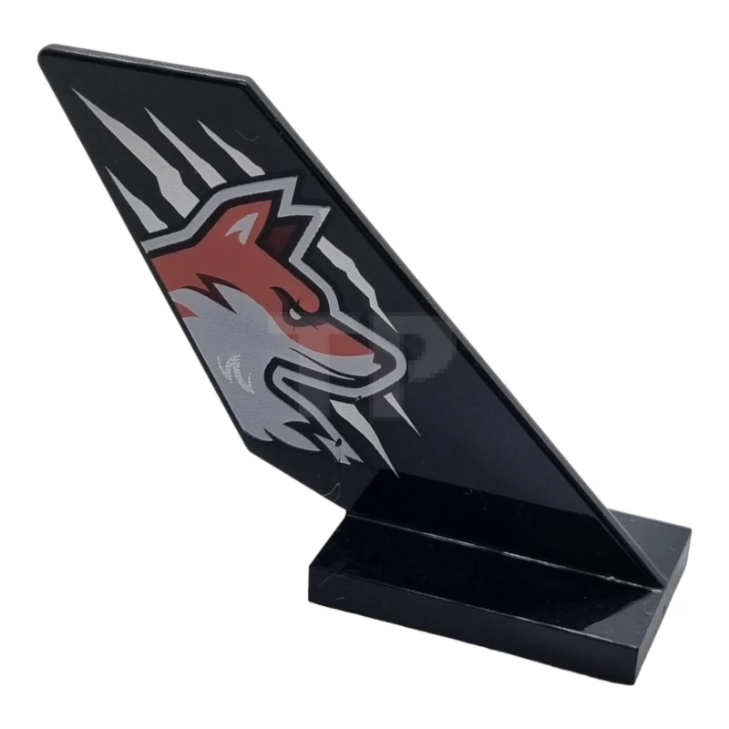 LEGO&reg; 6239pb091 - 6301407 - Tail Shuttle with Coral and White Fox Head over Silver Scratches Pattern on Both Sides