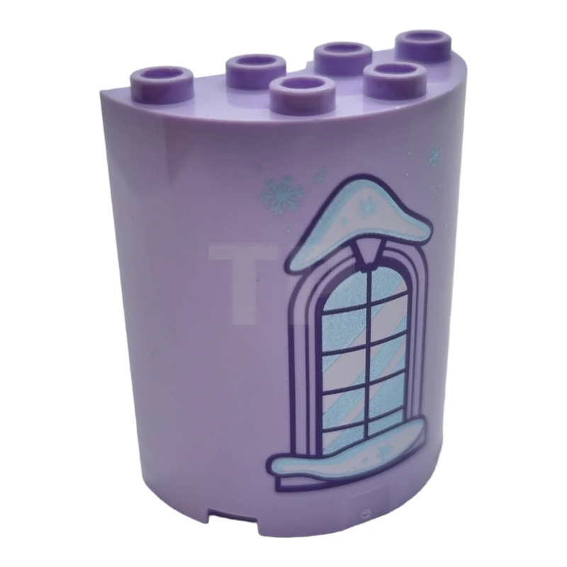 LEGO&reg; 6300112 - 6259pb047 - Cylinder Half 2 x 4 x 4 with Curved Lattice Window and Snowflakes Pattern