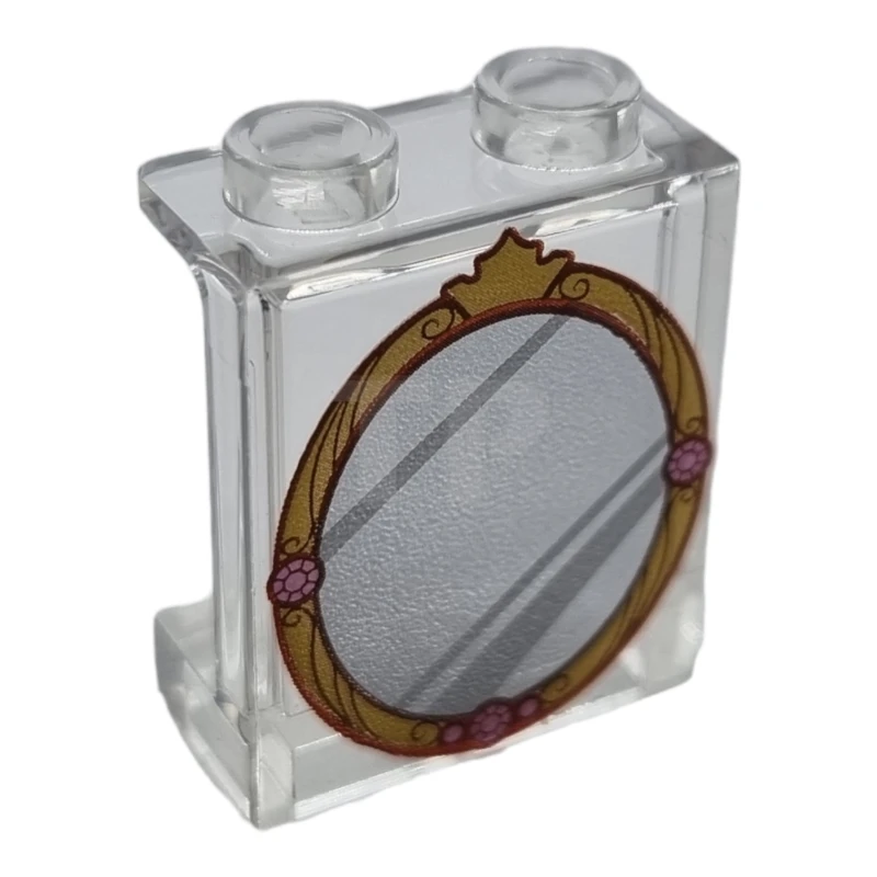 LEGO&reg; 6274729 - 87552pb058 - Panel 1 x 2 x 2 with Side Supports - Hollow Studs with Gold Vanity Mirror Pattern