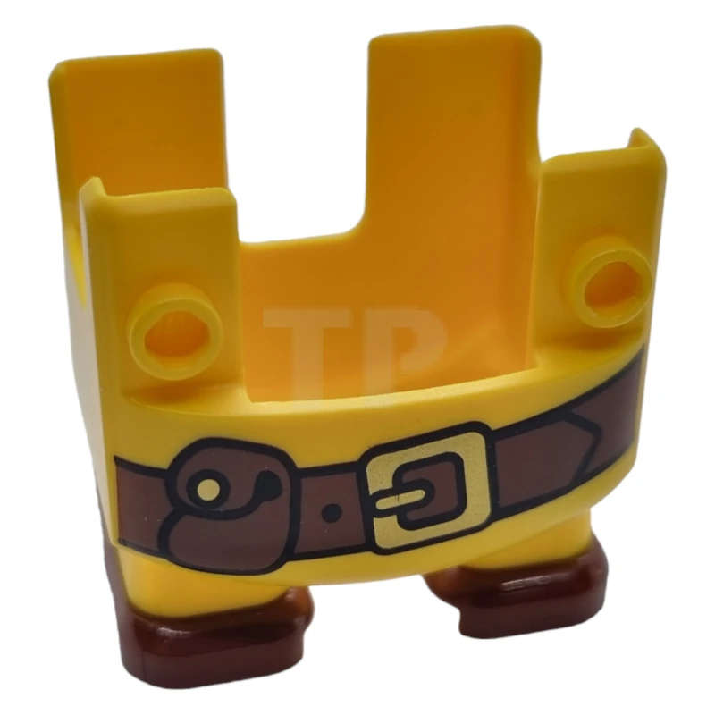 LEGO&reg; 6309067 - 67630pb01 - Groot Figuur Benen, Mario Overalls met Werkriem en Roodbruine Schoenen Patroon